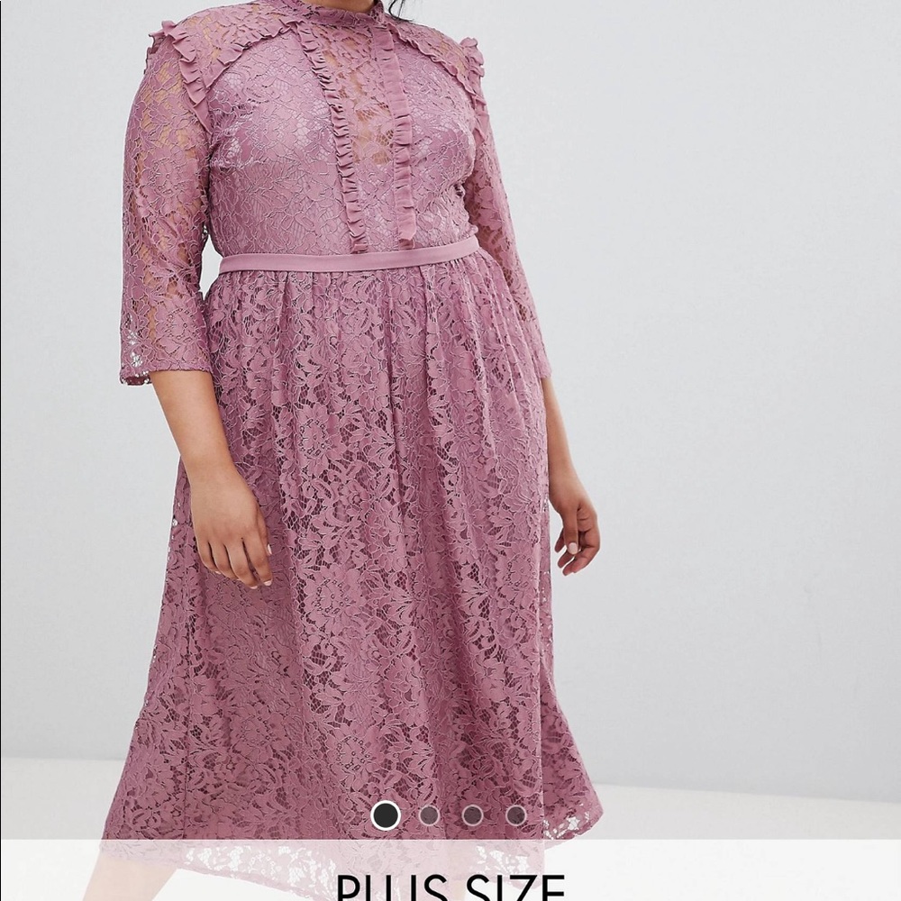 little mistress plus all over lace midi dress